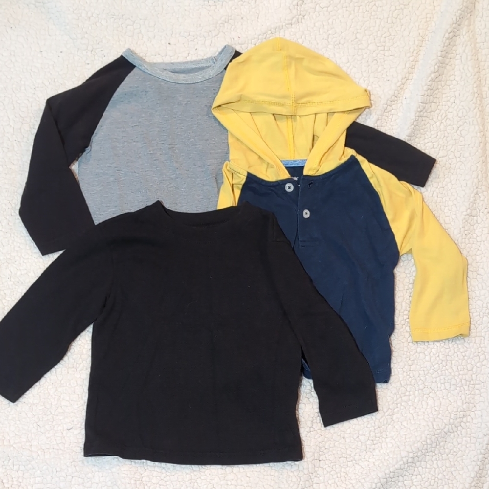 Kids Long Sleeve Shirt Set - Black, Gray, Yellow